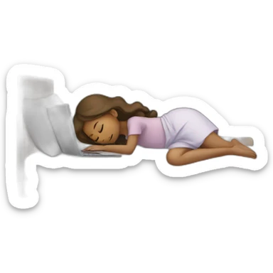 Girl sleeping and using laptop sticker