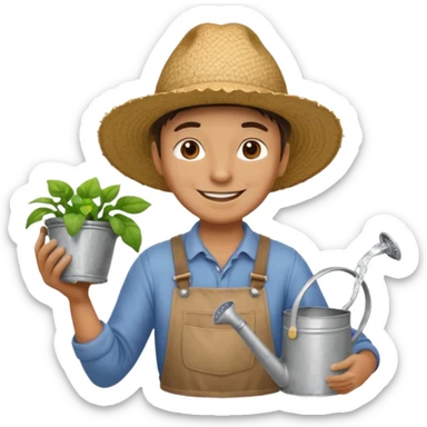 gardener holding watering pot sticker