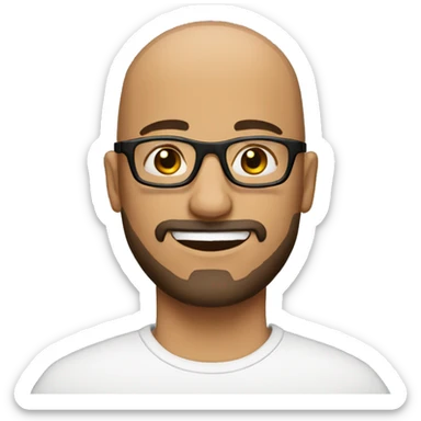 bald man with black glasses and short brown beard sticker
