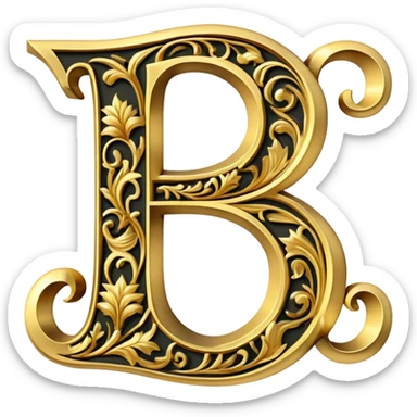 ornate decorative letter J with flourishes sticker