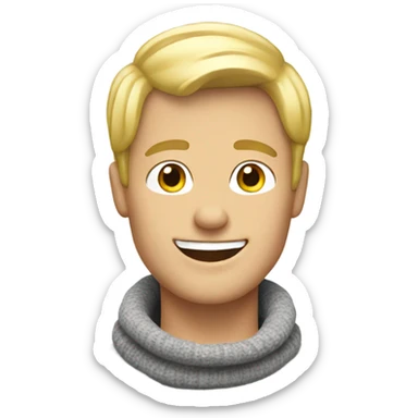 Blond man happy face wearing a snood sticker