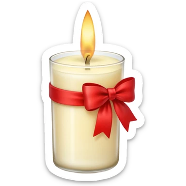 Soft vanilla long glass candle, with little red bow sticker