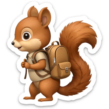 a squirrel walking with a backpack
 sticker