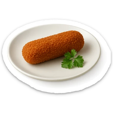 realistic kroket on a white plate, with parsley garnish sticker