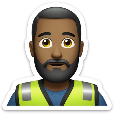 bearded boy looking at viewer, put him in a security vest sticker