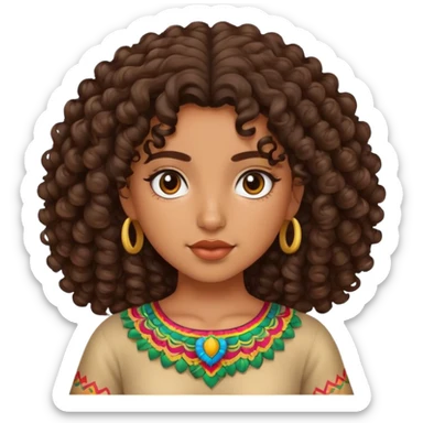 Mexican girl with curly hair sticker