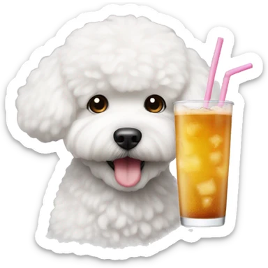 bobba drink with bichon frise sticker