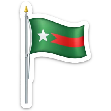 Lienzo Verde (Izquierda): En el extremo izquierdo (pegado al asta y 5 estrellas blancas,  rojo de ambos lados y blanco enmedio sticker