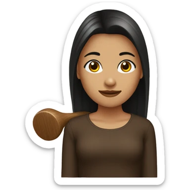 girl dark brown mallet sticker