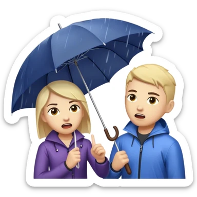 A person stands in the rain holding an umbrella, while another person outside of the umbrella (the narcissist) screams at the storm, getting drenched. The first person looks calm and dry, choosing to protect themselves rather than fight the uncontrollable.  sticker