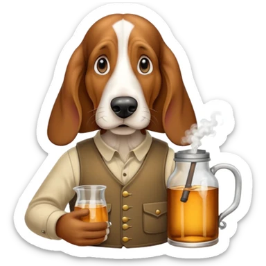 hillbilly basset hound with moonshine and a gun sticker
