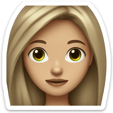 baddie long brown hair with green eyes beige skin sticker