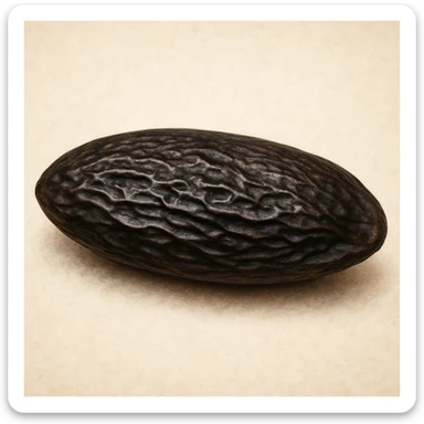 realistic illustration of a tonka bean sticker