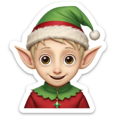 dobby from harry potter smiling and wearing a christmas elf hat sticker