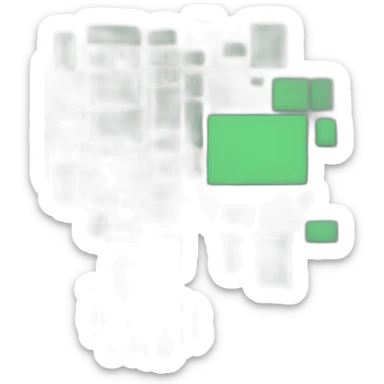 big green rectangle and small gray rectangle sticker