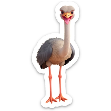 ostrich with only legs and body visible, head hidden in sand sticker