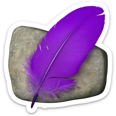 purple feather on a stone sticker