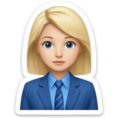 une femme blonde jolie avec une chemise et une veste et cravate bleu sticker