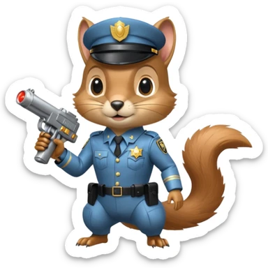 half robot futuristic squirrel cop sticker