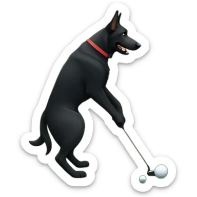 Black German shepherd golfing sticker