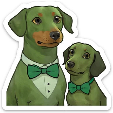 Brown Mini dachshund with black Labrador  sticker