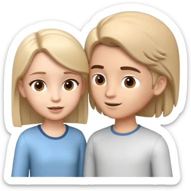 generate realistic detailed boy and girl talks 3d style  sticker