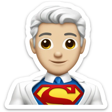 White suit superman with chest letter "U" sticker