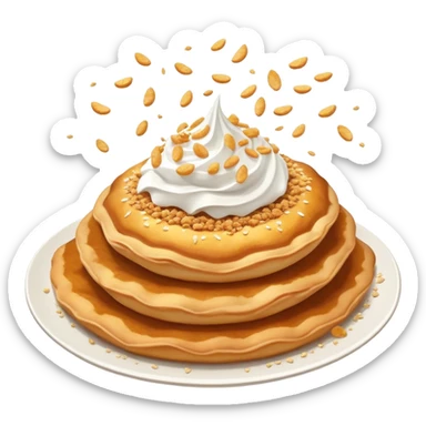 crispy Hungarian lángos being smashed with crumbs flying, fun and dynamic sticker