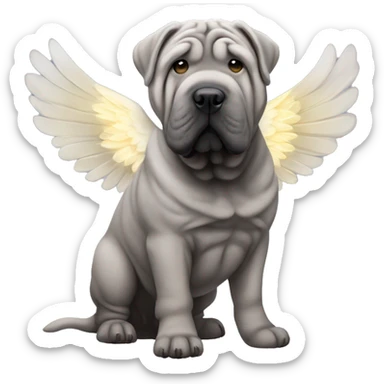 Grey Shar Pei with angel wings sticker