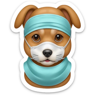 dog Wearing Medical Mask sticker
