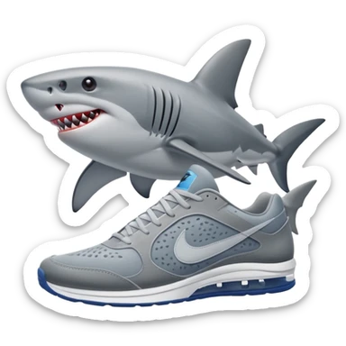 a shark with nike showes sticker