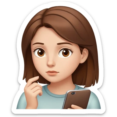 brown haired girl thinking sticker