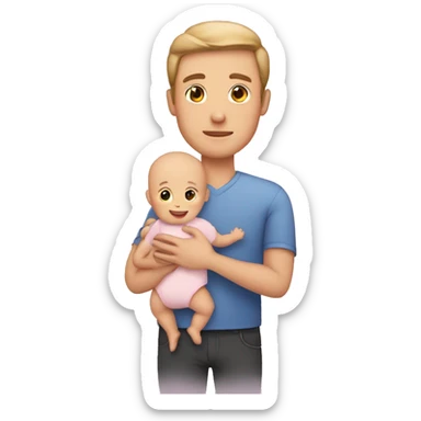 Fair skinned man holding baby in arm sticker