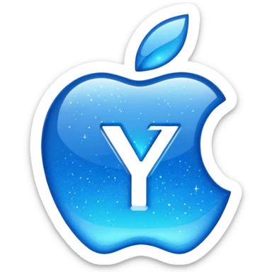 Add a sparkle effect to the blue yuan sign emoji, apple emoji style, no text, just the symbol. sticker