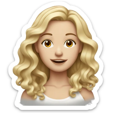 white girl with medium length wavy blonde hair sticker