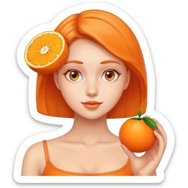 Girl hai l orange curve sticker