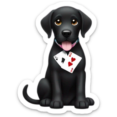 Black Labrador dog with white strip on his neck playing poker sticker