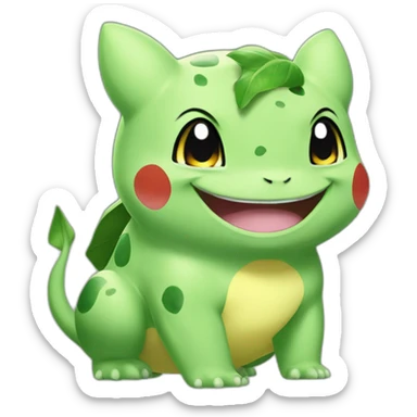 smiling bulbasaur crossed with pikachu sticker