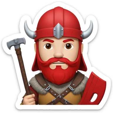 Viking avec une hache et un casque rouge  sticker