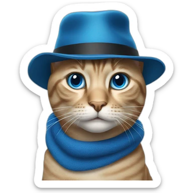 cat with a hat and blue eyes sticker