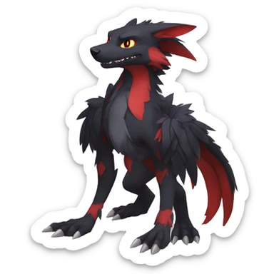 Anthro cool black red nargacuga sergal animal hybrid Fakemon full body sticker