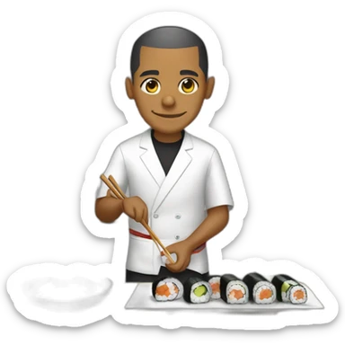 barrack obama making sushi in japan sticker