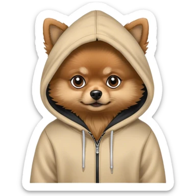 black and brown pomeranian with hoodie sticker