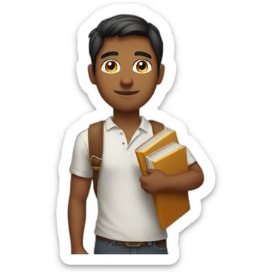 Indian 22 yr old man with books sticker