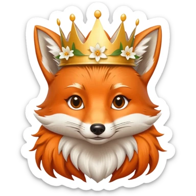 Fox wearing a crown of lillies  sticker