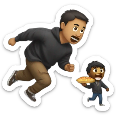 crazy black poor kacper pirog steals food from his father whos chasing him sticker