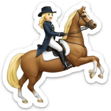 Fille blonde sur cheval en dressage sticker