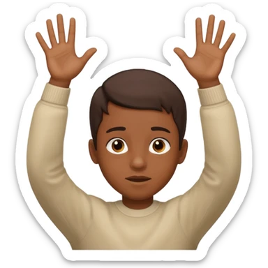 so i want to show a context sentence "what do you think"
a boy with both hand up and tilt head , showing i dont you sticker