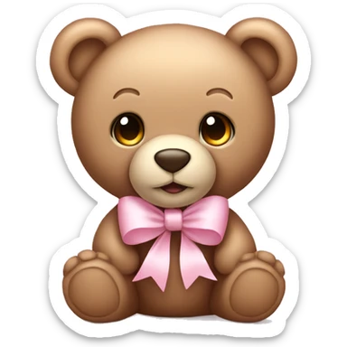 Teddy bear with light pink bow  sticker
