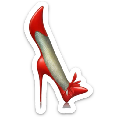Body of a fish but human legs wearing red high heels sticker